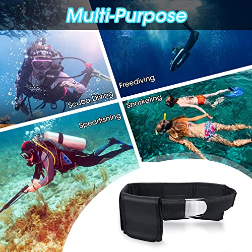 Scuba Weight Belt with 5 Pockets, Quick-Release Buckle Diving Pocket Weight Belt Adjustable Snorkeling Webbing Weight Pouch Belt fit for Waist 32" to 52" Black (Not Including Weights)