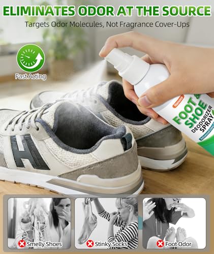 Shoe Deodorizer Spray, 5 fl oz Powerful Foot & Shoe Odor Eliminator | Fast-Acting, Long-Lasting, Foot Spray for Smelly Feet, Shoe Freshener Spray for Shoes, Gym Bags, Helmets - size: 5 Fl Oz (Pack of 1)
