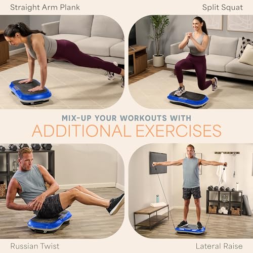 Lifepro Waver Vibration Plate Exercise Machine with 99 Speeds & 10 Presets | Resistance Bands, Non-Slip Surface, 330 lbs Capacity — Vibration Plate for Lymphatic Drainage, Body Toning, Full-Body Workout - color: Blue