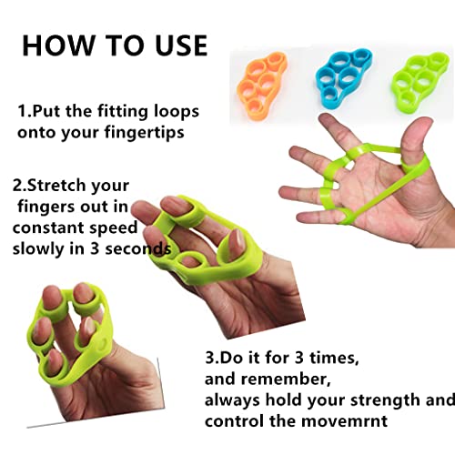 3 Resistance Level Finger Stretcher Exerciser, Grip Strength Trainer | Hand Grip Strengthener,Hand Exerciser,Forearm Exerciser Trainer Silicone Rings for Muscle & Rehabilitation