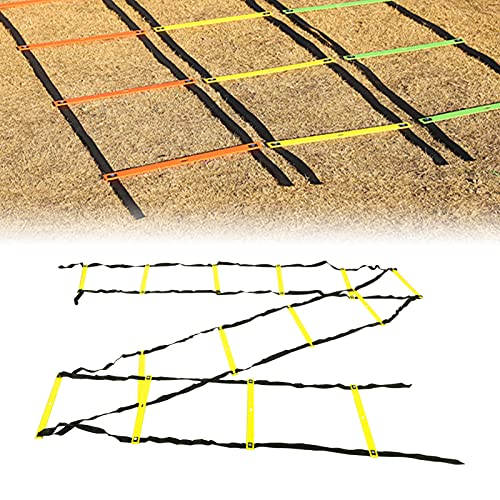 banapoy 7M Agility Ladder, 14 Rung Fixed Distance Speed Training Equipment with Angle Marks for Soccer Football Fitness Coaches and Athletes - color: Yellow
