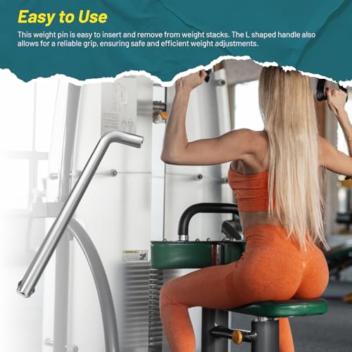 Weight Stack Pin L Shaped Handle Weight Loading Pin Replacement M10 Universal Weight Machine Pin for Exercise Equipment