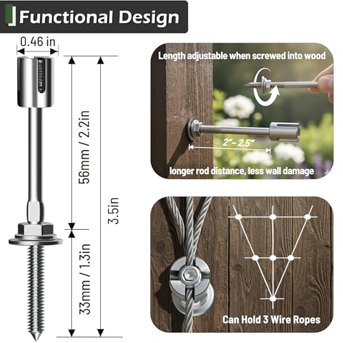 Wire Trellis Kit, 30-Set 5/64”(2mm) Crosshead Kit with 150ft Cable | T316 Marine Grade Stainless Steel, Wall-Mounted Cable Trellis for Climbing Plants Outdoor, Garden Fence Espalier System - size: 30 Sets