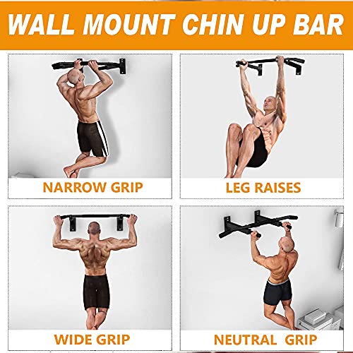 Wall Mounted Pull Up Bar for Indoor Workout,Multifunctional Chin Up Bar Fitness Bar with 3 Holding Positions,Space Saving