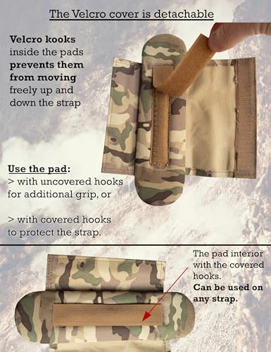 Shoulder Strap Pad for Optimal Weight Distribution, Plate Carrier Shoulder Pads with Velcro, Backpack Strap Pads, Shoulder Strap Cushion for Tactical and Weighted Vests, Body Armor, Waist Belts - color: Camo
