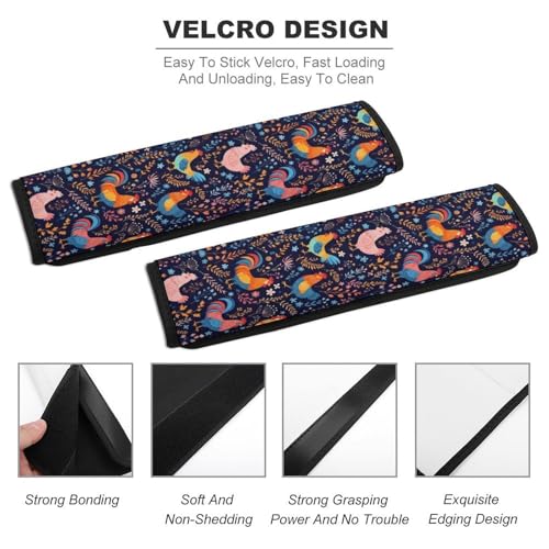 1 Pair Universal Soft and Comfortable Seat Belt Shoulder Pad for Adult Use, Stroller Pushchair High Chair, Chicken Floralpattern Neck Strap Covers, Anti-Slip Pad - color: Pattern 1204
