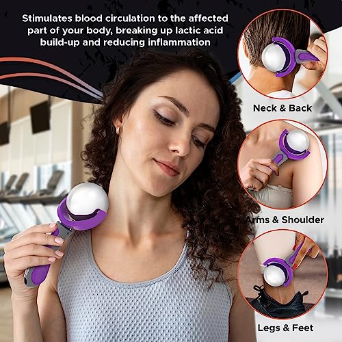 Cold Massage Roller Ball | Cold Therapy | Ice Roller Ball with Handle | cryo Stick | Relieve Muscle Pain (Purple) - color: Purple