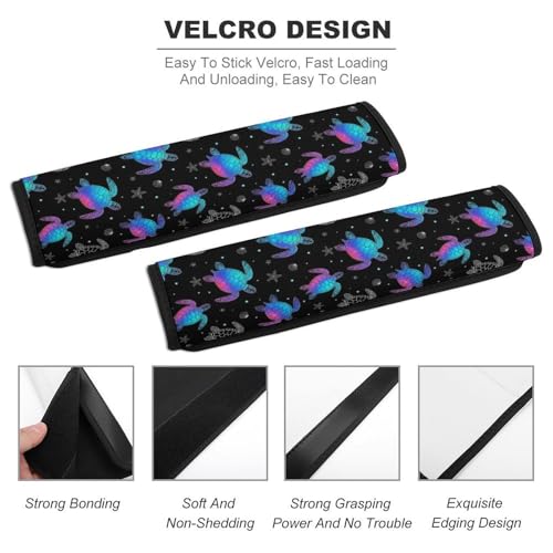 2 Pack Universal Fit Seat Belt Cover for Child, Stroller Pushchair High Chair, Neon Purple Sea Turtle Black Automotive Seat Belt Protector, Pressure Relief - color: Pattern 971