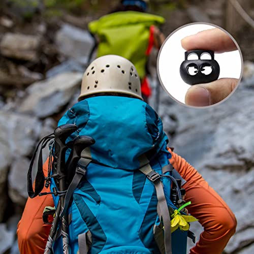 Spring Cord Lock, End Stopper Fastener Slider Toggles Clip 30pcs Double Hole Spring Plastic Lock End Toggle Clip for Shock Cord, Drawstring, Elastic Cord, Shoelace Locks, Parachute Buckle