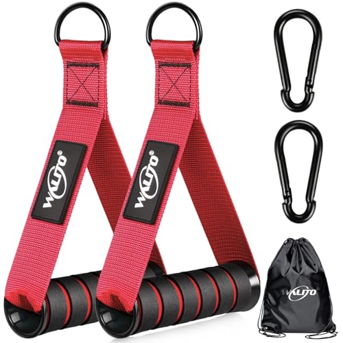 Exercise Handles, Cable Machine Handles for Gym Cable Attachments Training | 2 Pack Heavy Duty Handle with Non Slip Grip for Cable Machines, Pull Down Workouts, Resistance Bands and Home Gym Equipment - color: Red