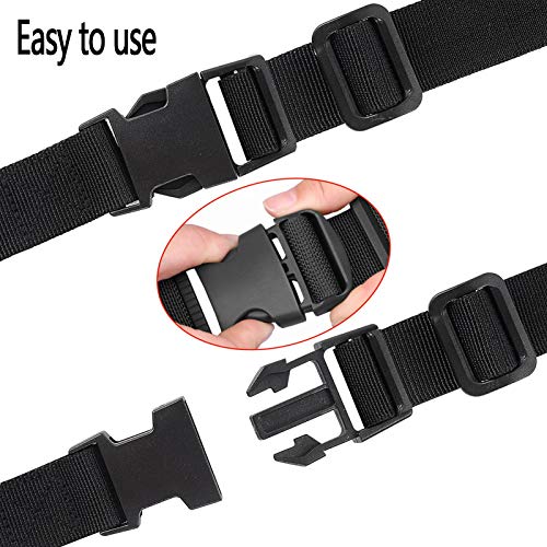 Premium Utility Straps with Quick Release Buckle Adjustable Heavy Duty Long Nylon Tie Down Straps Lashing Straps for Backpack Tactical Camping Gear Sleeping Bag Mattress(Black 2Pcs/13ft)