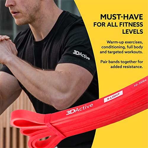 3DActive Pull Up Assist Band - Resistance Band for Strength Training, Powerlifting, Body Stretching, Crossfit - Exercise Guide Included. - color: #1 Red- 10 to 35 Pounds (1/2 " *4.5mm) - Single Band