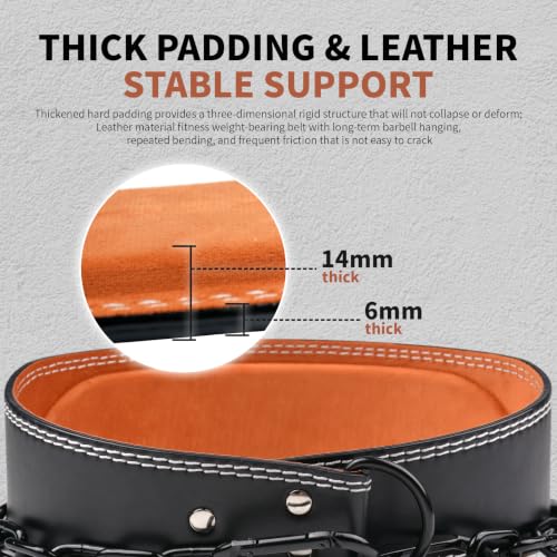 Weight Lifting Dip Belt with 36 Inch 6mm Thick Steel Chain for Weight Lifting, Pull Ups, Squats, Bodybuilding Training - color: Black