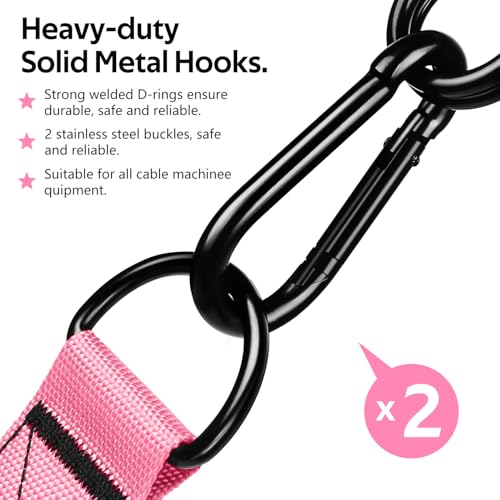 Exercise Handles, Cable Machine Handles for Gym Cable Attachments Training | 2 Pack Heavy Duty Handle with Non Slip Grip for Cable Machines, Pull Down Workouts, Resistance Bands and Home Gym Equipment - color: Pink