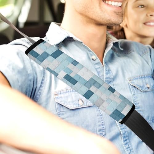 2 Piece Universal Fit Seat Belt Cover for Adult Use, Most Cars, Construction Building Blocks Colorful Bricks Rainbow Seat Belt Covers Cushion, Shock Absorption - color: Pattern 483