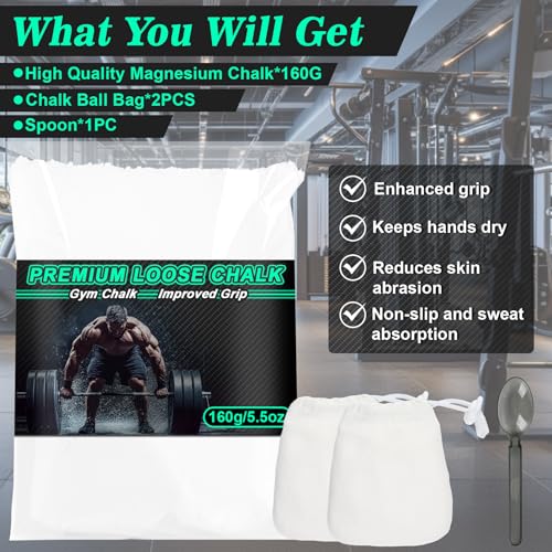 RAINFLOW 2PCS Chalk Ball - Climbing Chalk Gymnastics Magnesium Lifting for Gym, Gymnastics, Grip, Climbing, Weightlifting (5.5oz Chalk Powder) | Gym Chalk, Magnesium Hand Chalk for Weightlifting, Rock Climbing, Bouldering, Lifting, Workout, Gym Bars & Spo