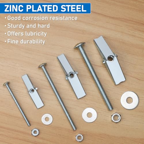 100 Pcs 3 Size Heavy Duty Metal Drywall Anchors Kit | 25 Sets Toggle Bolts and Wing Nuts Set for Hanging Lamps Heavy Items 1/8" 14 Sets, 3/16" 6 Sets, 1/4" 5 Sets - size: 3 Size Kit-100pcs(25sets)