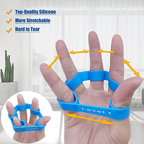 Finger Exercise Grip Strengthener, Finger Stretcher Hand Grip Resistance Bands Finger Extensor Exercise Bands for Carpal Tunnel Guitar Pianist Rock Climbing Tennis Trainer 3PCS