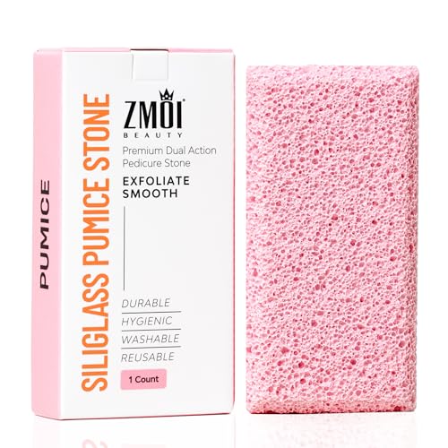Siliglass Pumice Stone Callus Remover for Feet, Elbows, Hands, and Knees, Spain Made - 2 in 1 Pedicure Exfoliator and Scrubber for Rough, Hard Skin (1 Pack) - style: Pink - 1 Count