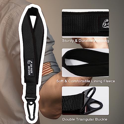 Arm Wrestling Training Strap Belt Hand Grip Arm Finger Forearm Exerciser Strengthener for Cable Machine and Free Weight - color: black strap only (not include loading pin)