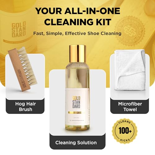 Gold Standard Shoe Cleaning Kit for White Sneakers & Tennis Shoes | Sneaker Cleaning Kit, Removes Dirt & Stains from Leather, Canvas & Mesh - style: Shoe Cleaner Kit