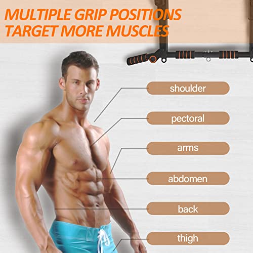 BESTHLS Wall Mounted Pull Up Bar and Dip Station, Heavy Duty Wall Mount Pull-up Chin Up Bar Multifunctional Home Gym Workout Indoor Exercise Equipment Support to 440 Lbs - style: Joist Mount
