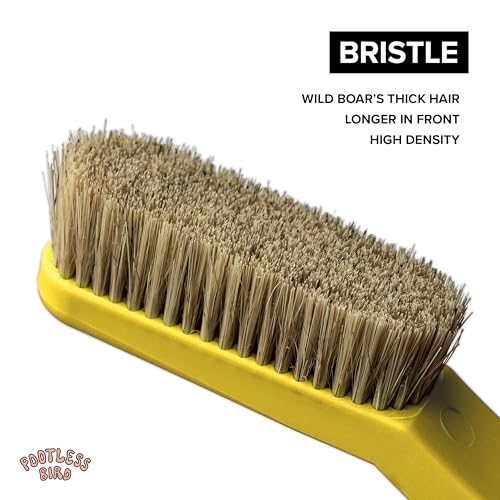 Rock Climbing & Bouldering Brush, Ergonomic, High Density Wild Boar's Thick Hair Bristles, 100% Recyclable, Strong Outdoor & Indoor Free Spiky Ring, Yellow - color: Yellow