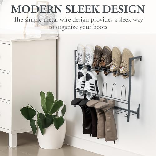 MyGift Premium Urban Gray Metal Hanging Shoe Rack for Walk in Closet, Mudroom and Entryway, Wall Mounted Space Saving Organizer for Shoes and Boots, Holds 9 Pairs - color: Grey (3 Tiers, 9 Pairs)