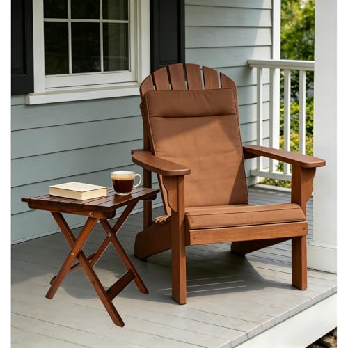 Outdoor Wooden Side Table, Folding Patio End Table, Small Square Furniture Table for Adirondack Chair, Balcony, Porch, Acacia Wood, No Assembly, Brown - color: S-brown-1