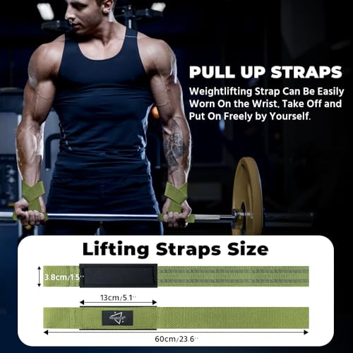 WSAKOUE Lifting Straps, Weightlifting Straps, Deadlift Straps with Padded Neoprene for Power Lifting, Bodybuilding, Gym Workout, Strength Training & Fitness Workout, Resistance - color: Army Green
