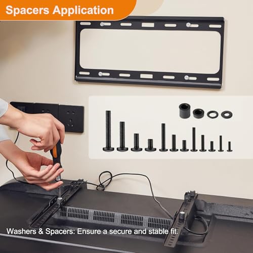 Universal TV Mounting Hardware Screw Kit Set with Box - M4 M5 M6 M8 Screws, Washers & Spacers, Replacement Screws for TV VESA Mounting, Fits Most TV/Monitor up to 80 inch, Strong & Durable