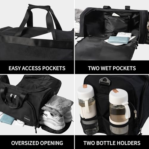 Gym Bag for Men & Women with Shoes Compartment and Wet Pocket Convertible Duffle Bag and Gym Backpack Waterproof Sports Duffel for Travel, Sports, Fitness & Workout