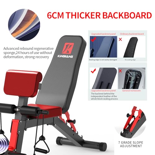 K KiNGKANG Adjustable Weight Bench for Home Gym Full Body Strength Training | Load 1050lbs|8+3 Angle Positions|High-Density Cushion|Commercial Steel Frame|Assembly Free | Foldable | Space Saving - color: Charcoal