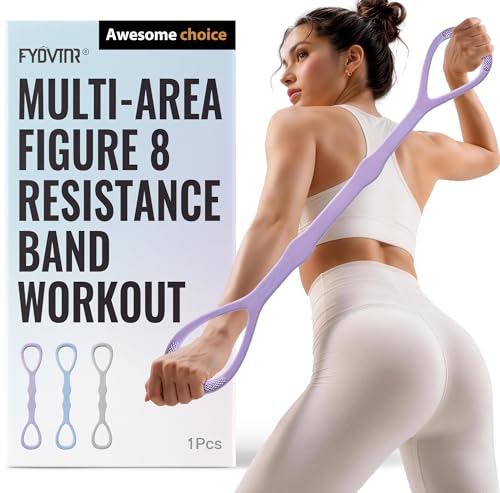 Upgraded Figure 8 Resistance Bands, Resistance Bands for Arms & Full Body Workout, Stretch Resistance Band with Handles for Yoga, Pilates, Toning, Home Fitness & Physical Therapy - color: 15LB Purple