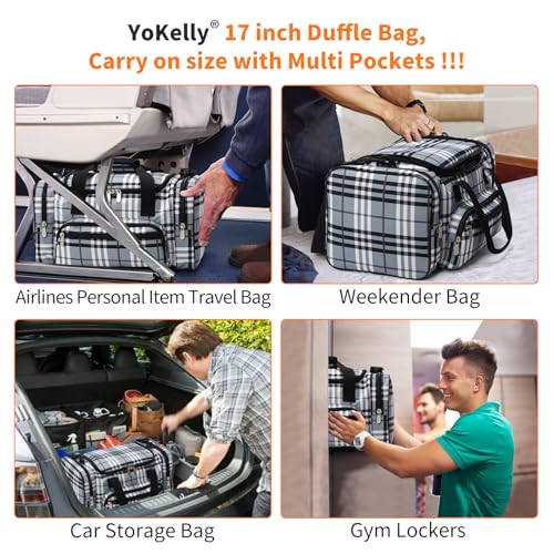 17 inch Small Duffle Bag, Gray/White | 25L, Multi Pockets, Carry On, Weekender Bag, Travel Gym Sport - color: Gray/White, size: 17 inch - 1.0