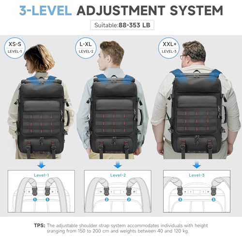 SWICKY Carry On Travel Backpack for Men, Flight Approved 50L Convertible Backpack Duffel Bag with Shoe Compartment & Wet Pocket, Expandable 17.3 Inch Laptop Backpack for Weekender Travel Gym Camping - color: Black 02(50l)