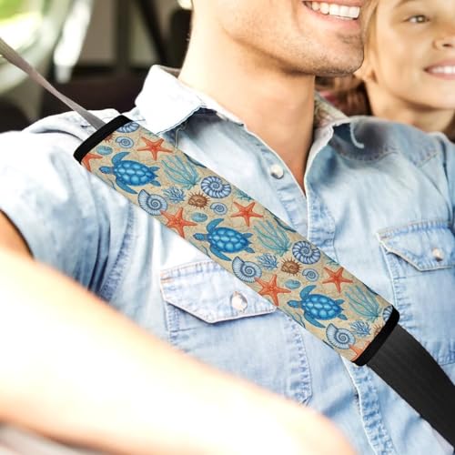 1 Pair Universal Soft and Comfortable Seat Belt Shoulder Pad for Kids, Stroller Pushchair High Chair, Blue Sea Turtle Tropical Turtles Shoulder Protector, Anti-Slip Pad - color: Pattern 81