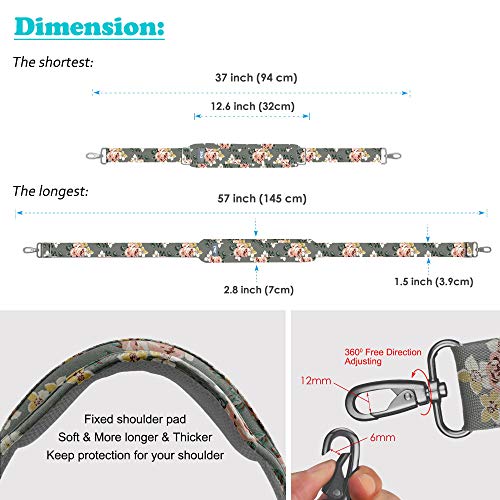 Bag Shoulder Strap, Padded Adjustable Shoulder Strap Replacement - color: Light Rose, size: 57"