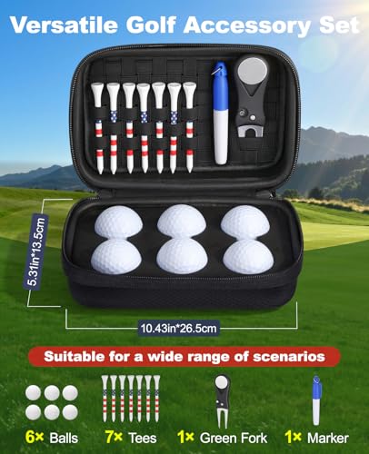 Rhino Valley Golf Glove Holder Case, Golf Accessories Organizer Bag with Glove Shaper for Phone, Gloves, Balls, Tees, Markers, Divot & Repair Tools, Gifts for Golfers Men Women - style: Golf Accessories Kit
