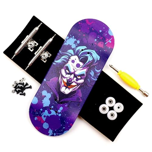 36mm Pro Fingerboard with Wooden Finger Skateboard Deck Upgraded Finger Board Trucks Street Shape Bearing Wheels (Clown) - color: Clown