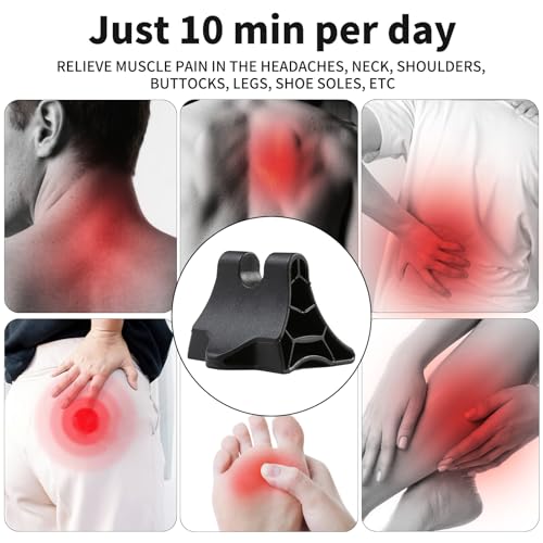 Trigger Point Massage Tool, Handheld Deep Tissue Manual Massager for Neck, Shoulders, Back & Feet, 3-Edge Pressure Point Design, Portable (Black)