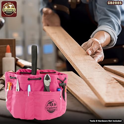 Graintex 18 Pockets Grab Bag Rip-stop Canvas Drawstring Closure, Small Part Organizer Pouch, Small Tools, Screws, Parts, Parachute Tool Bag for Efficient Storage - Pink - color: Pink