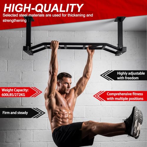 Generic 47 Inch Ceiling Mount Pull Up Bar Adjustable Height&Supports To 600 Lbs Upper Body Fitness Workout Bar for Home Gym Workout Strength Training Equipment