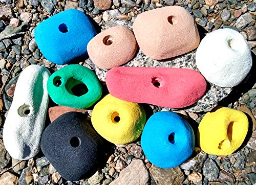12 Pack Large Polyurethane Bolt-On Rock Climbing Wall Hand Holds - color: black