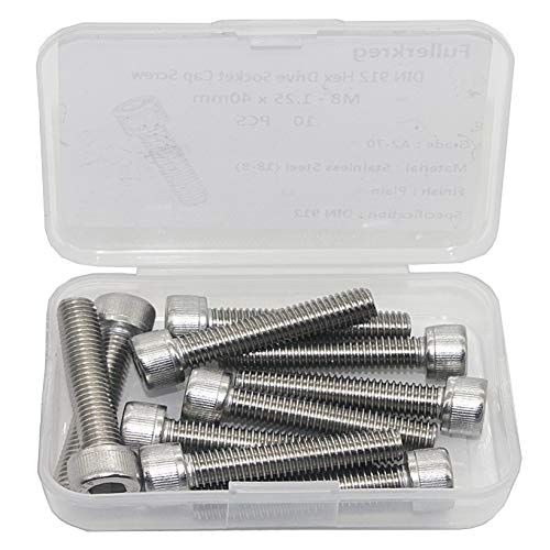 Fullerkreg M6-1.0 x 90MM Socket Head Cap Screws, Allen Socket Drive, Din 912, AISI 304 Stainless Steel (18-8), Full Thread, Bright Finish, Machine Thread, Quantity 6 - size: M6-1.0 x 90MM
