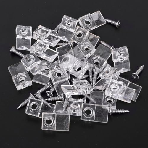 20 Set Mirror Hangers for Wall Mounting - Holders, Brackets, Hanging Clips - Clear Plastic Glass Crystal Hardware Frameless Kit
