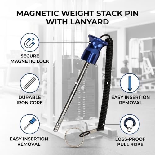 Weight Machine Pin Magnetic, Weight Stack Selector Pin with Pull Rope 8x125mm, for Commercial Gym or Home Health Grade Steel Heavy Duty Gym Accessories (1) - size: 1