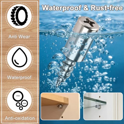 50 Pcs Cabinet Shelf Support Pegs, Self-Tapping Screws & Non-Slip Sleeves | Sturdy Laminate Fixed Support Pins, Perfect for Cabinets, Bookcases, Wardrobes and Furniture Shelves