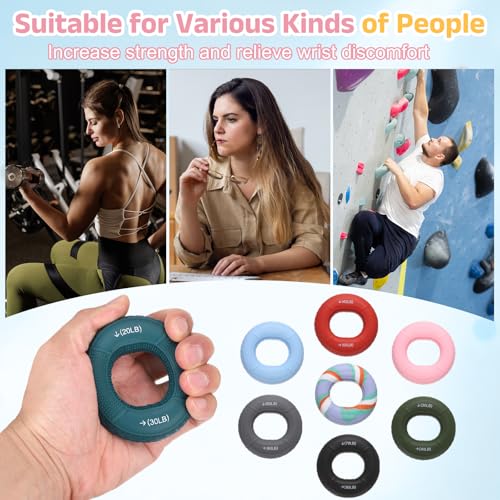 Silicone Ring Grip Strength Trainer with Finger Extension Band, Hand Grip Strengthener Forearm Trainer - color: Red, size: 40-50LB