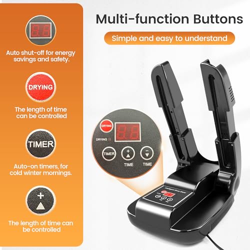 Boots and Shoes Dryer, Glove Dryer & Boot Warmer with Heat Blower, Portable Adjustable Rack and Timer, Folding Design & Quick Drying for Shoes, Gloves, Hats, Socks, Ski Boots